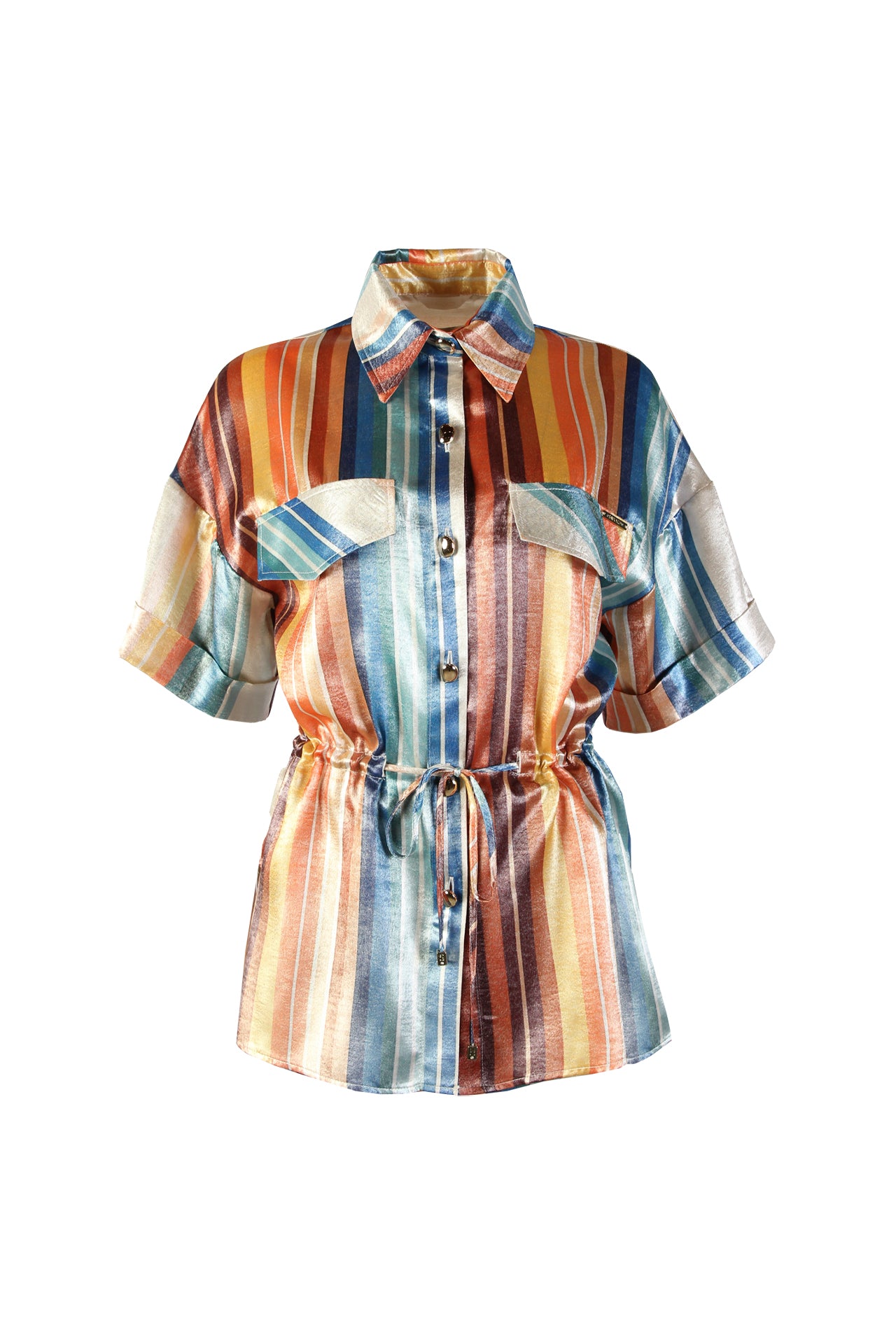 Camisa Acetinada com Cintura Ajustável