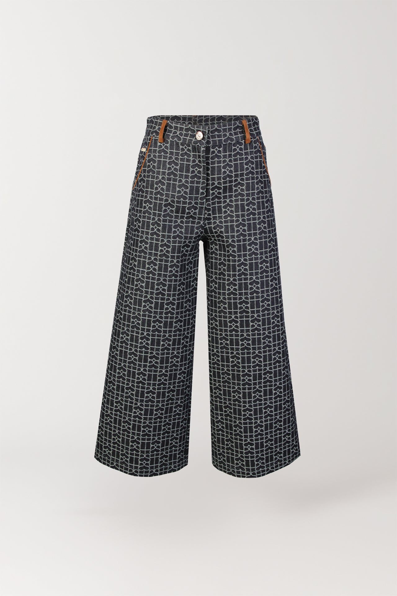 Calças Culotte Denim com Estampa SH