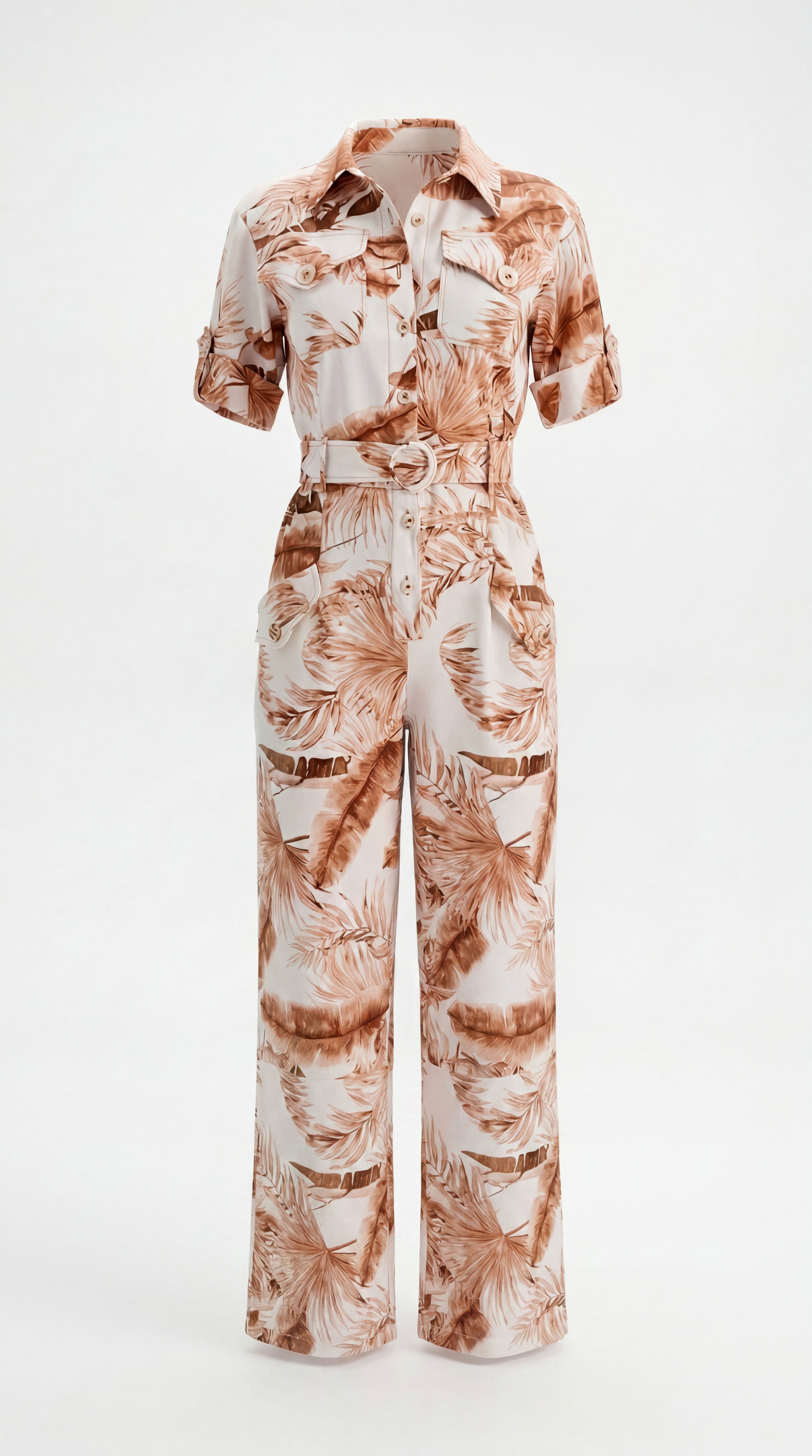 Jumpsuit amplo estampado tropical
