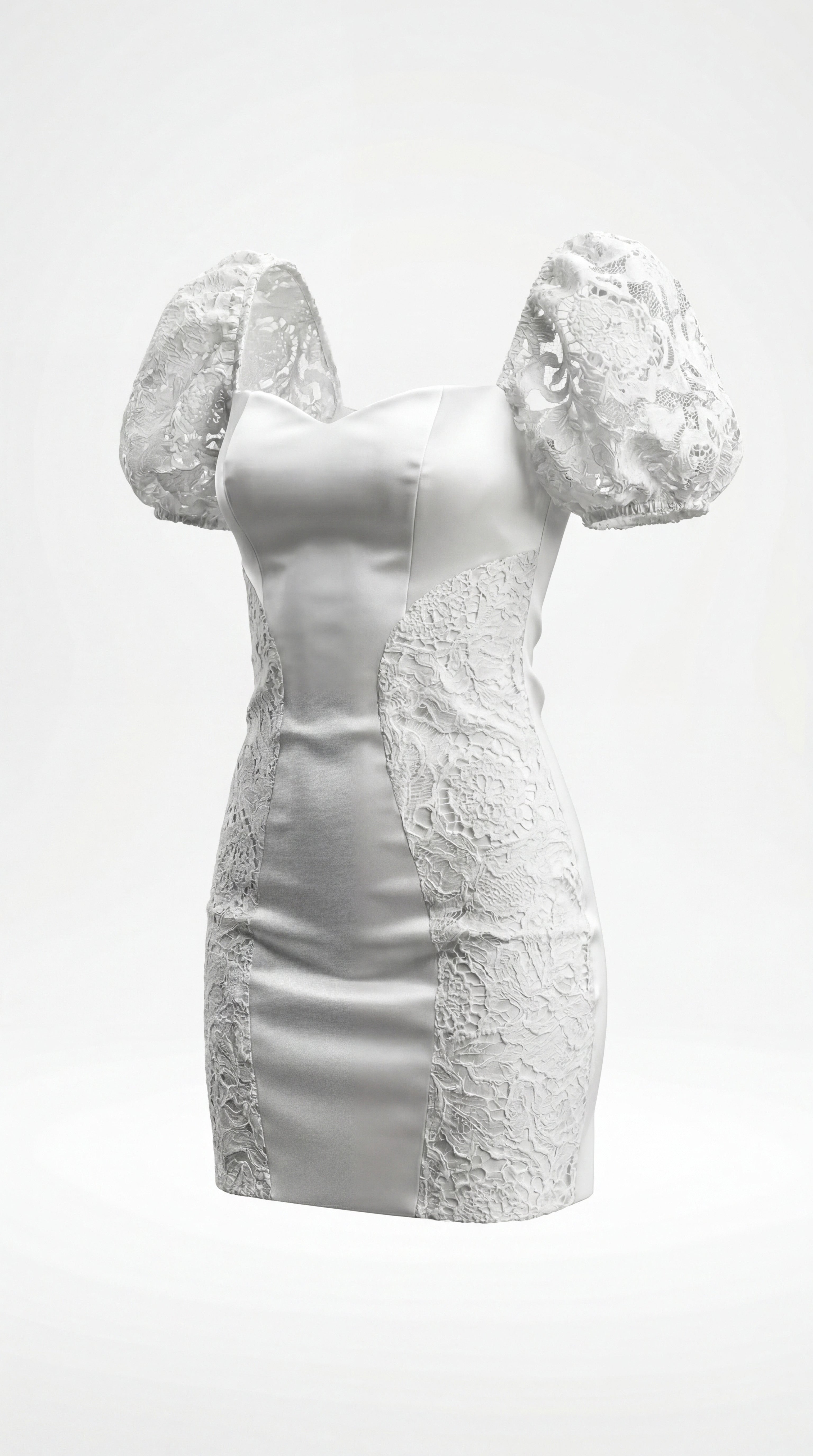 Vestido Acetinado com Renda