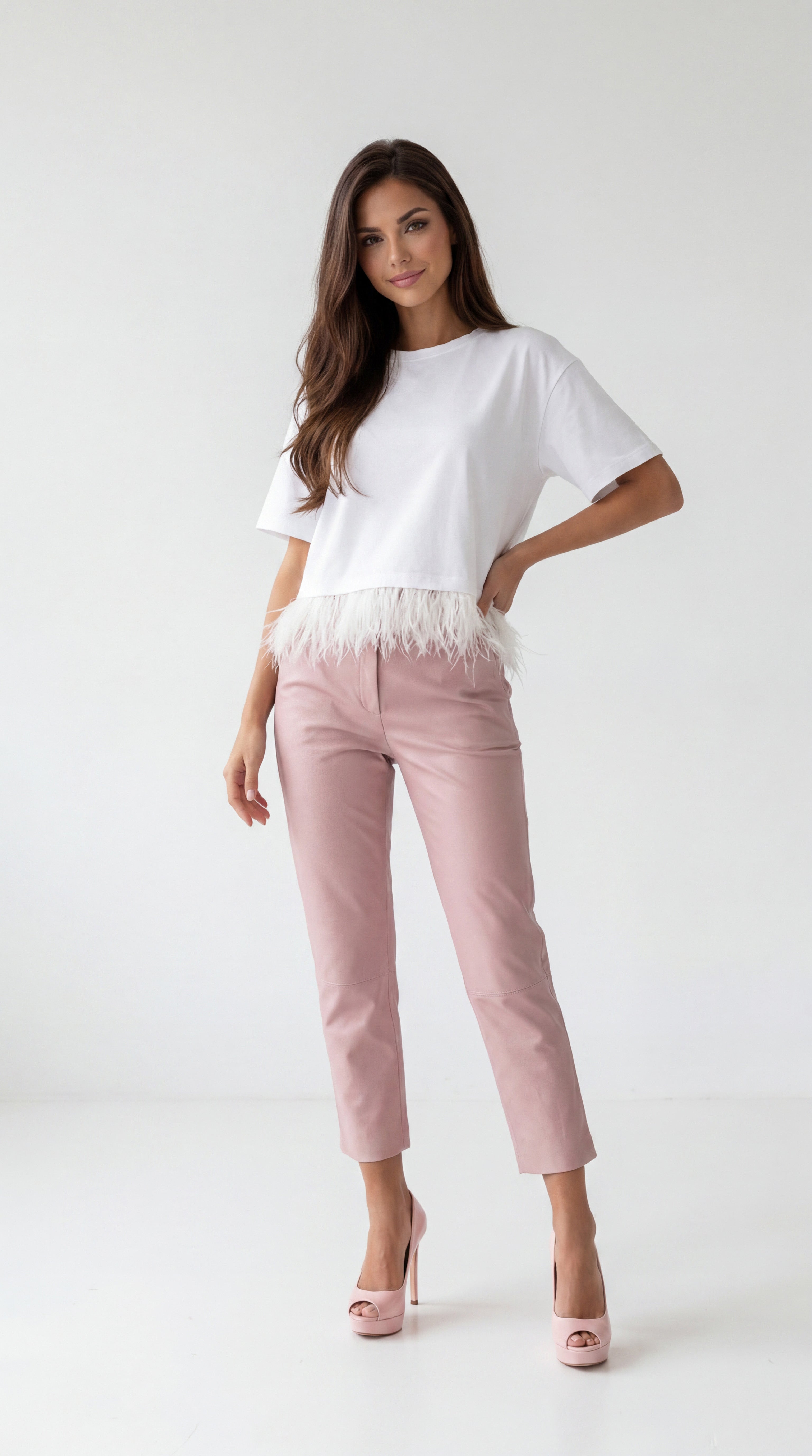 T-shirt com detalhe penas