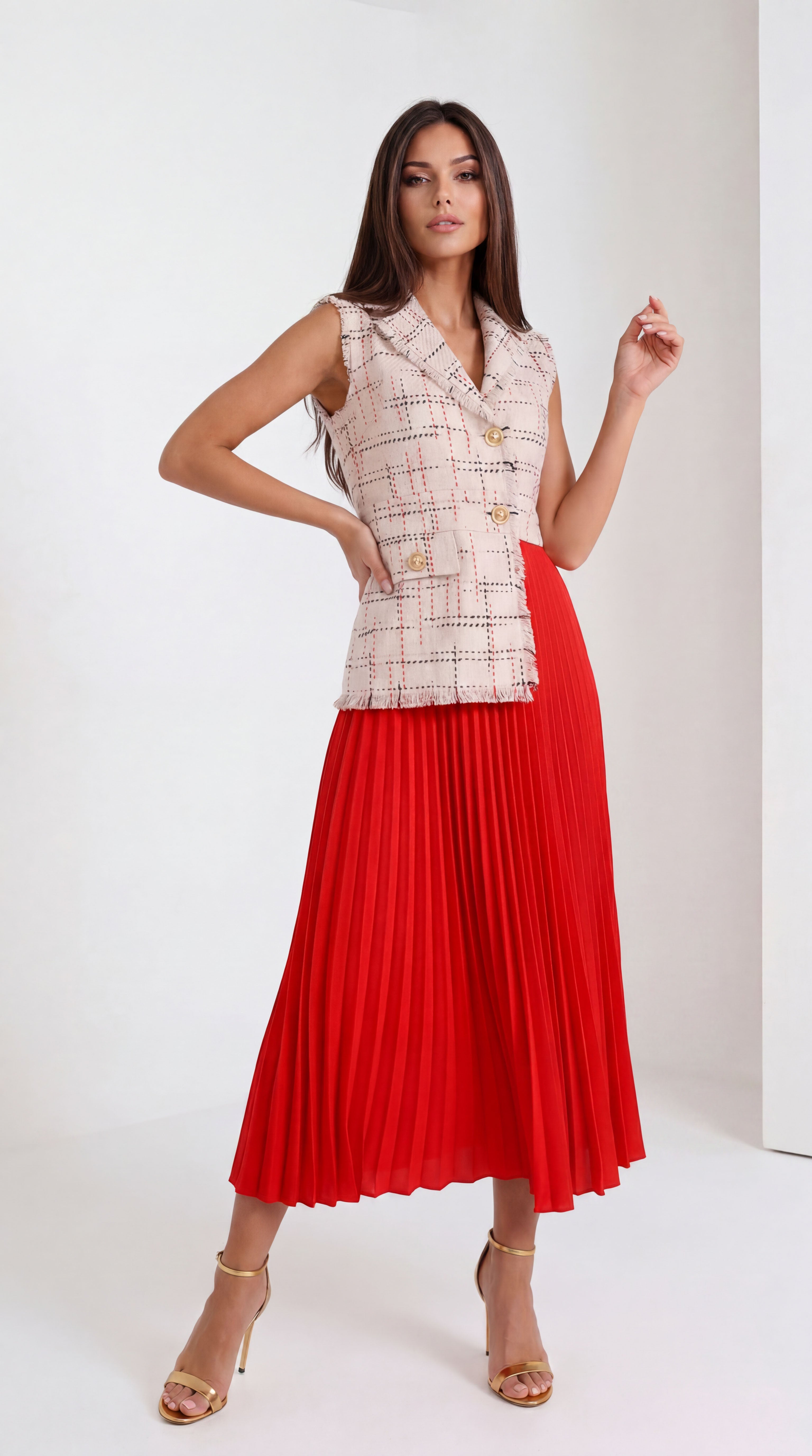 Vestido assimétrico combinado