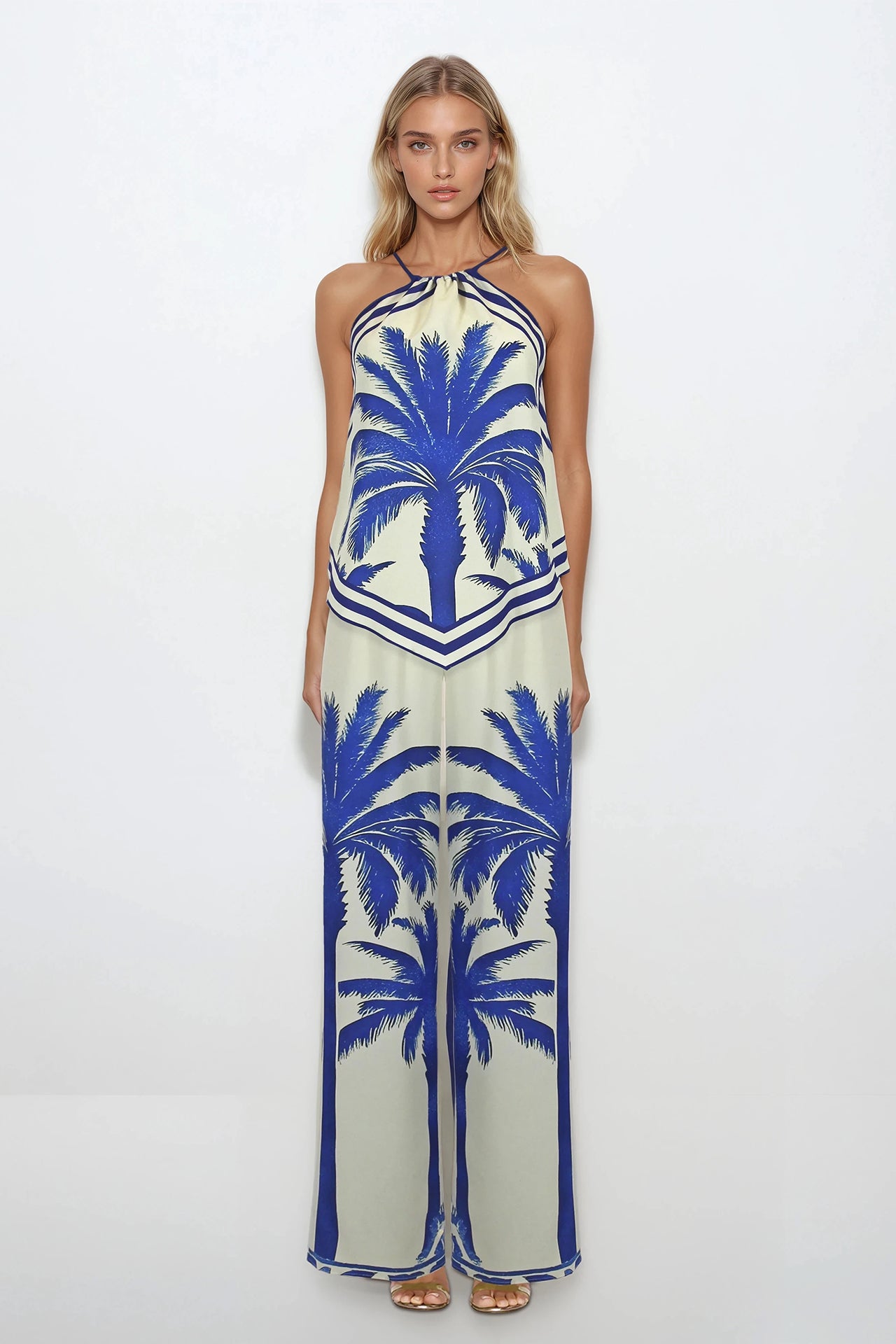 Calças fluídas estampadas