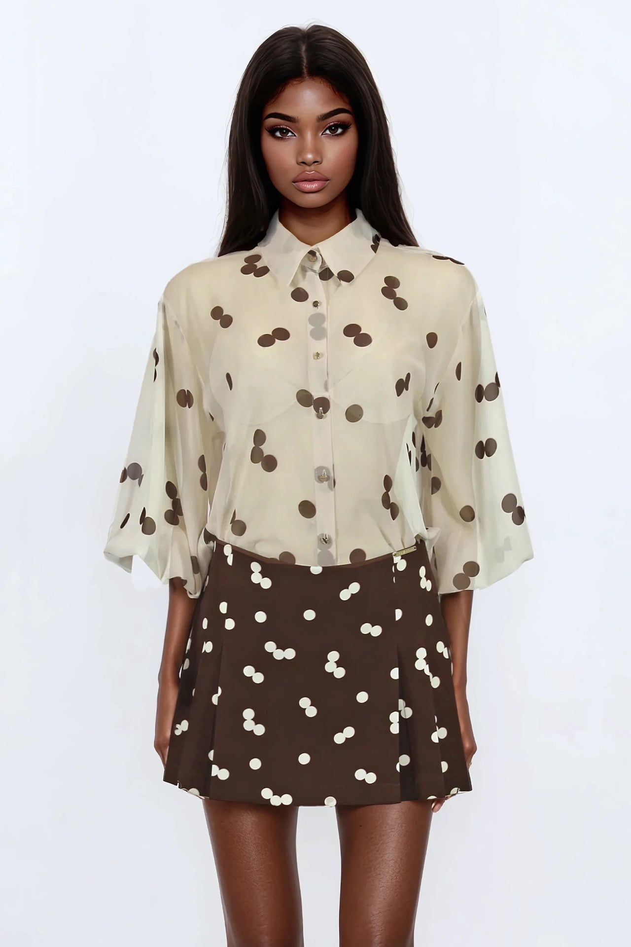 Camisa fluida semitransparente estampada
