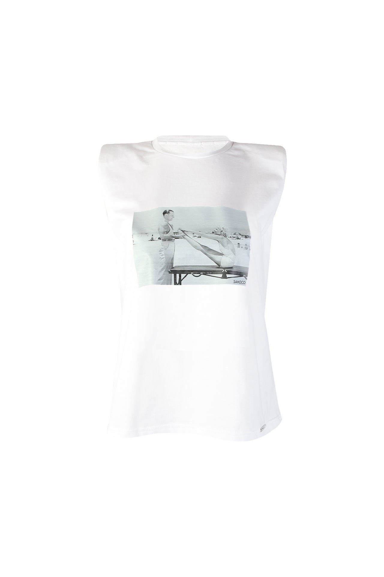 T-shirt Estampada com Ombreiras