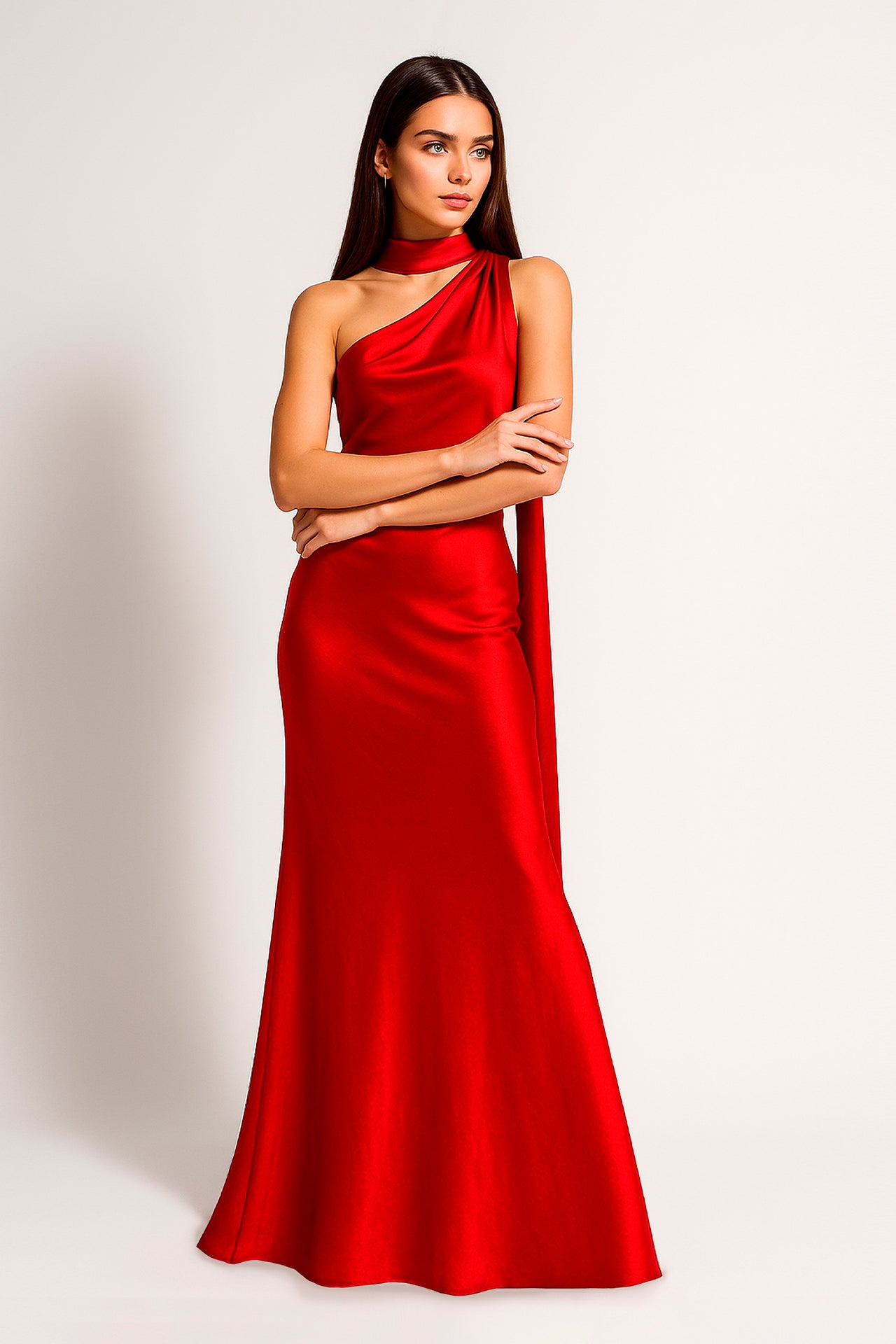 Vestido comprido acetinado