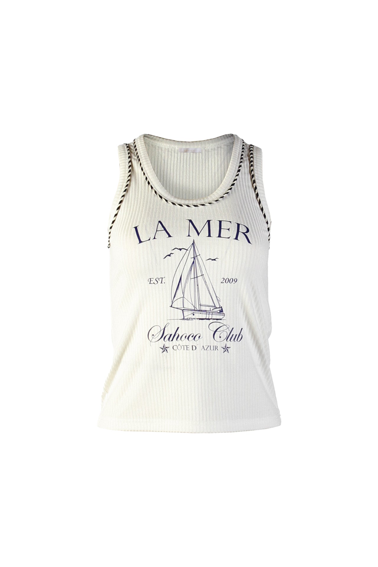 Top com nervuras de alças