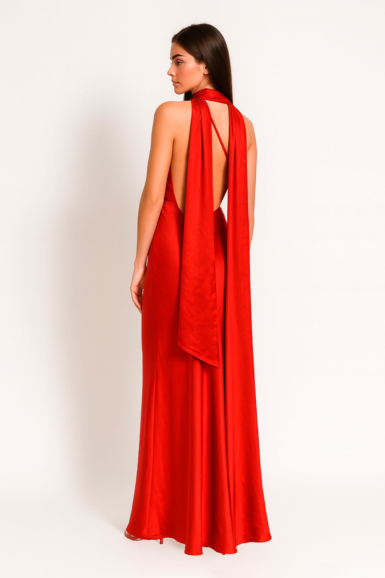 Vestido comprido acetinado