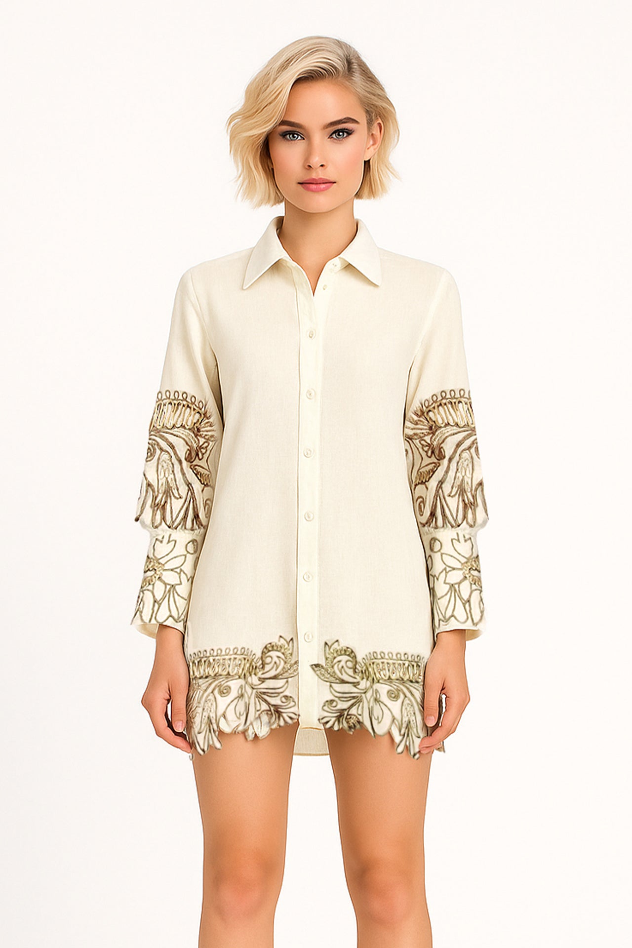 Vestido Camiseiro em Linho Natural - EXCLUSIVO ONLINE