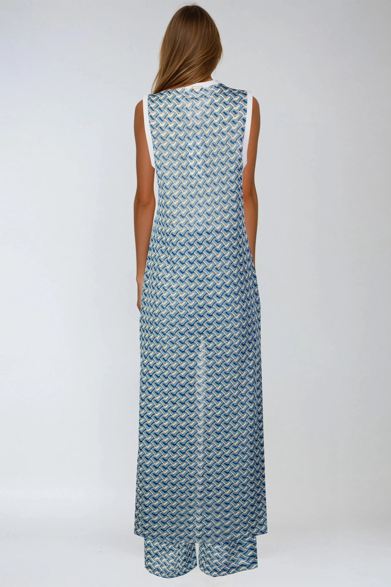 Colete Comprido Multicolor com Manga Cava