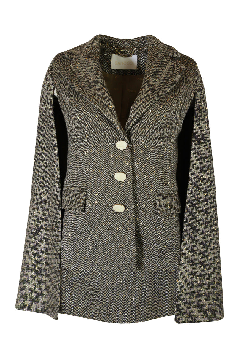 Blazer capa em ponto espiga