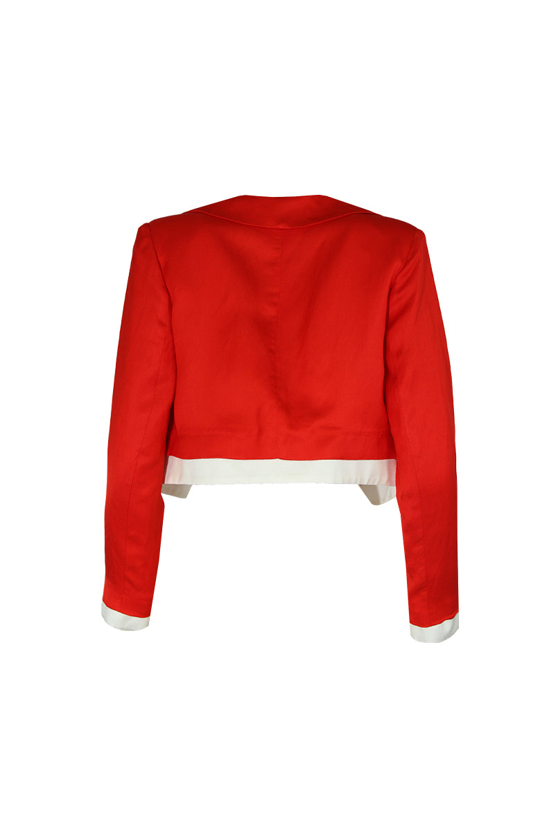 Blazer cropped punho combinado