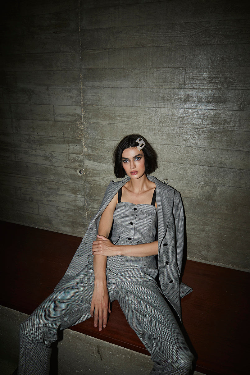 Blazer jacquard com estrutura