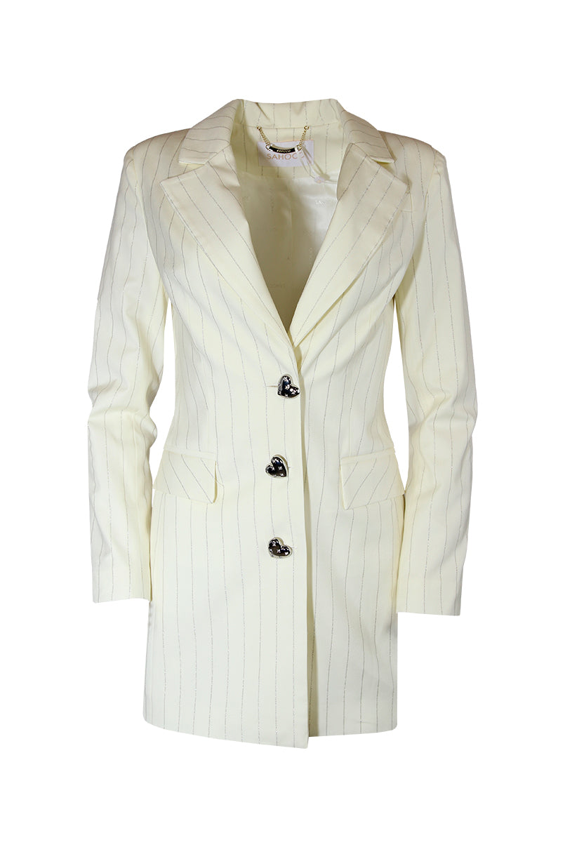 Blazer vestido reto oversize risca diplomática