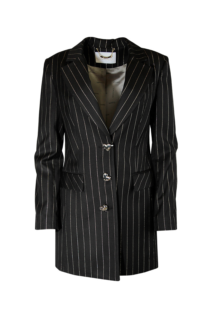 Blazer vestido reto oversize risca diplomática
