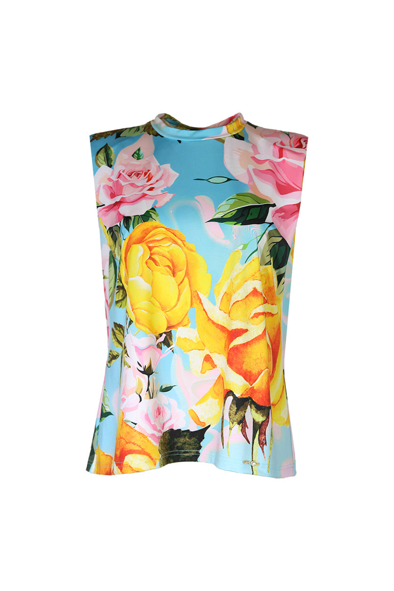 Blusa acetinada com ombreiras