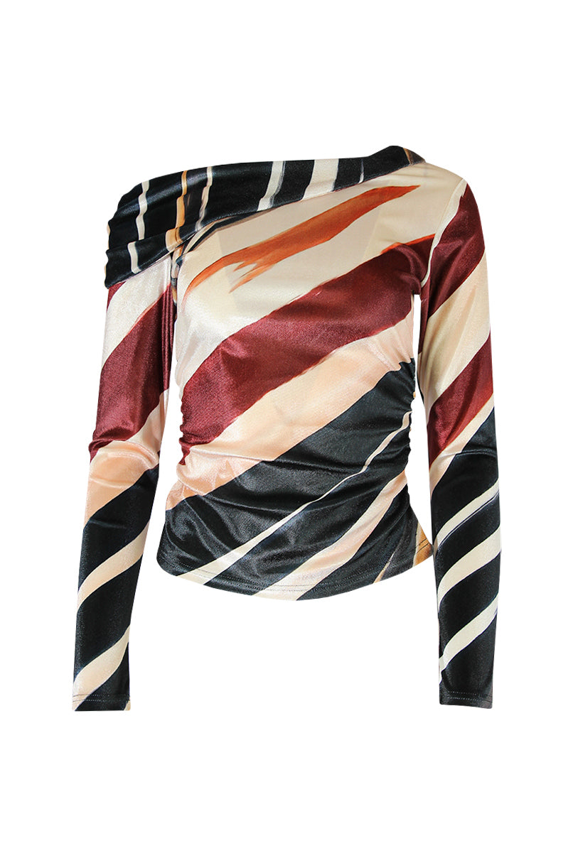 Blusa assimétrica aveludada