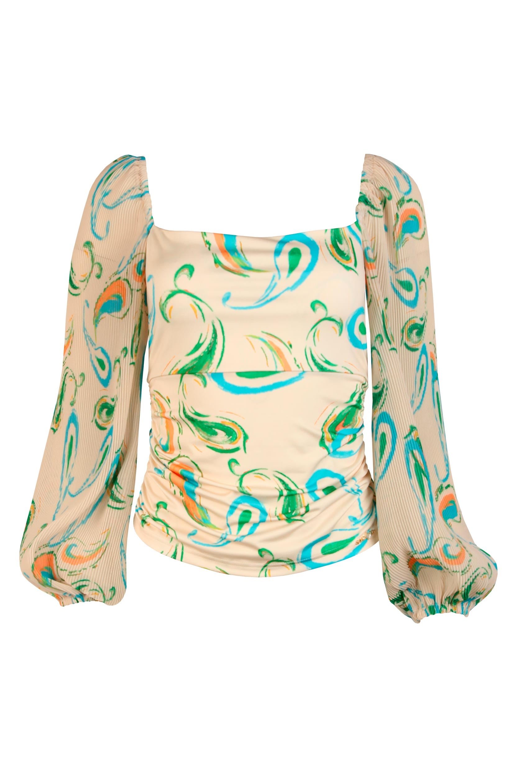 Blusa curta manga balão