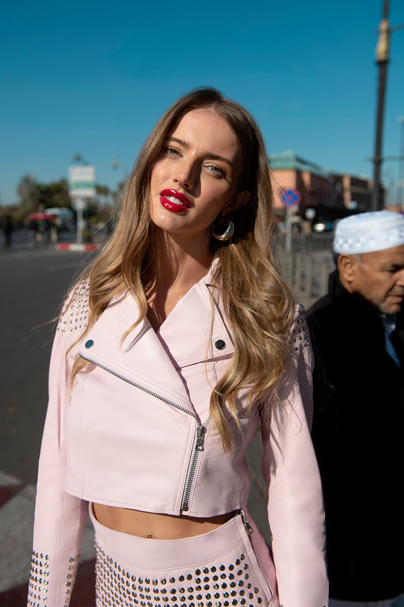 Blusão biker em pele