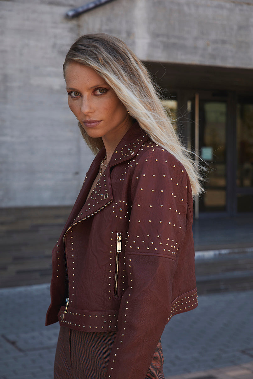 Blusão biker em pele "Leather Collection SH"