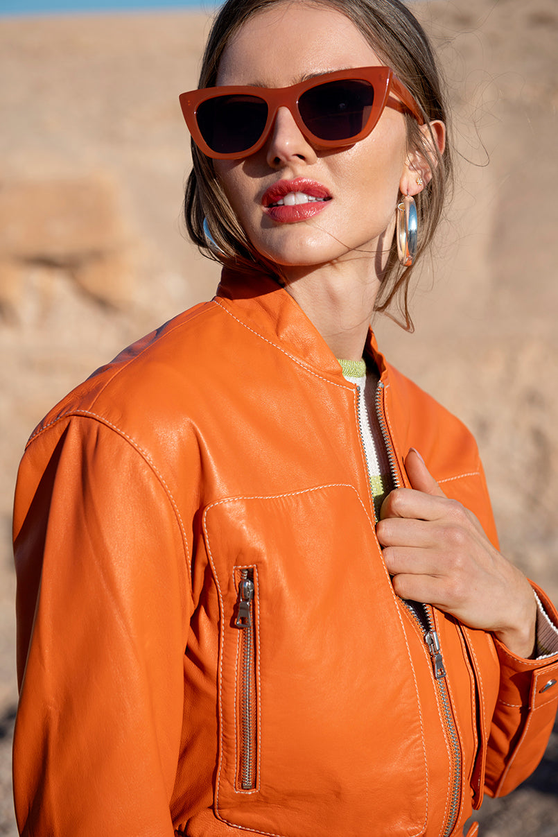 Blusão bomber em pele