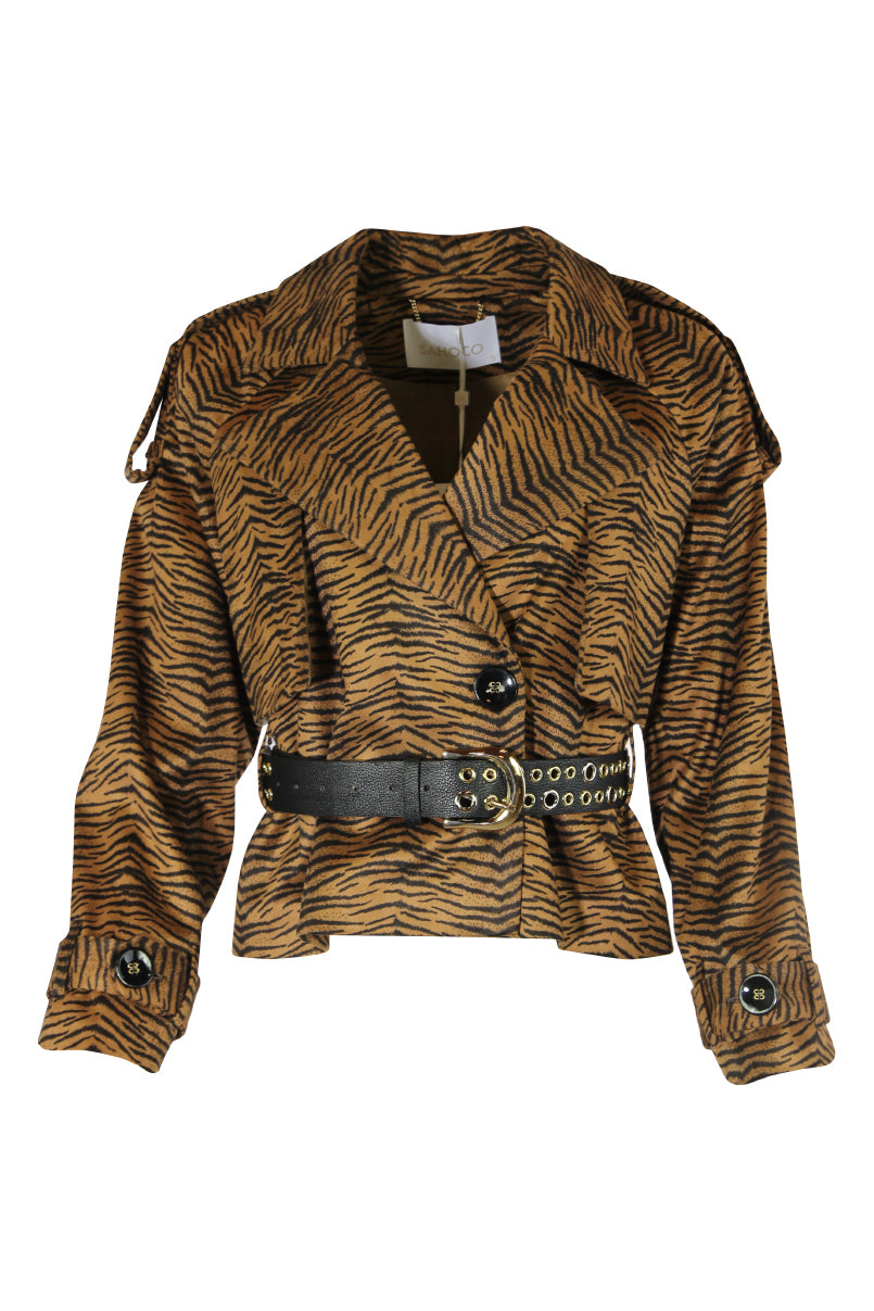 Blusão curto tipo trench