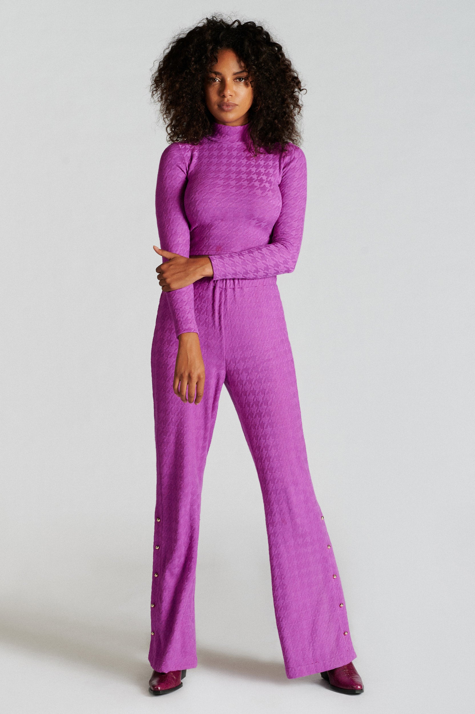 Calça Jacquard Pied de Poule