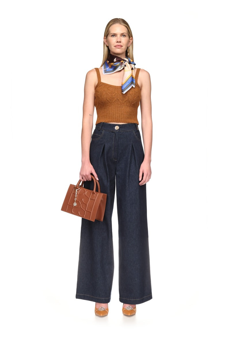 Calça denim wide leg