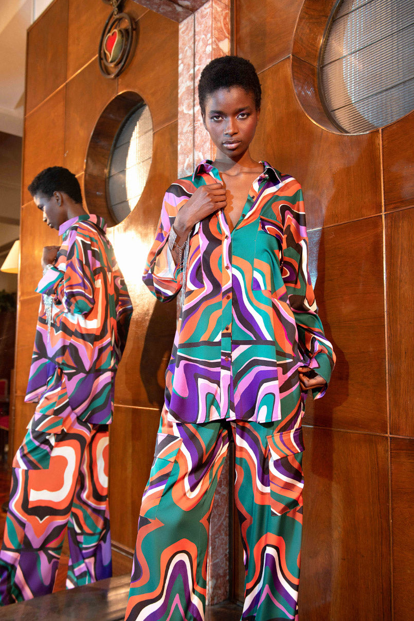 Calças Cargo Acetinadas