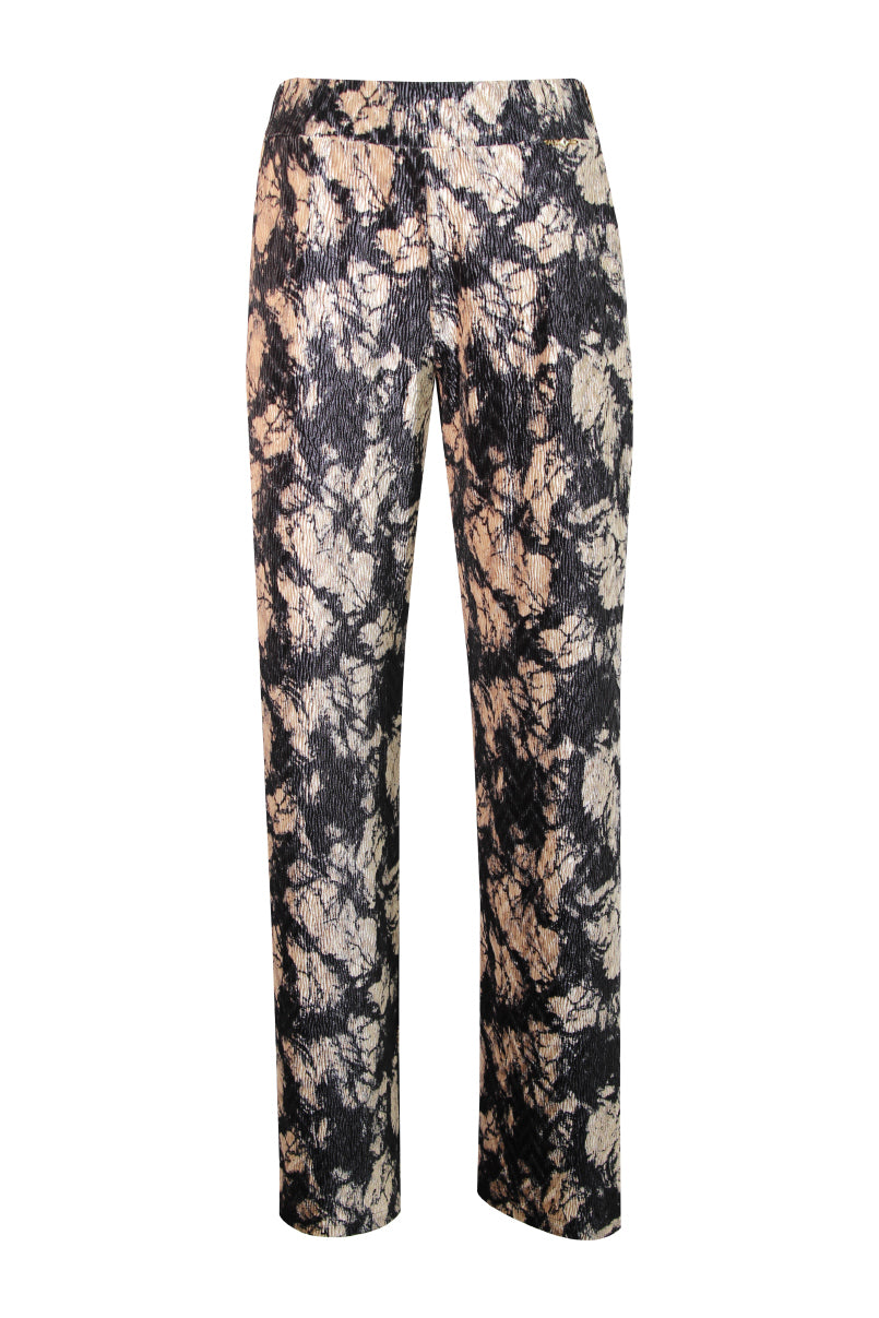 Calças de veludo estampado