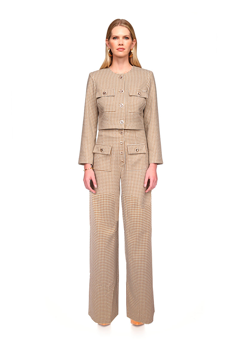 Calças amplas vichy