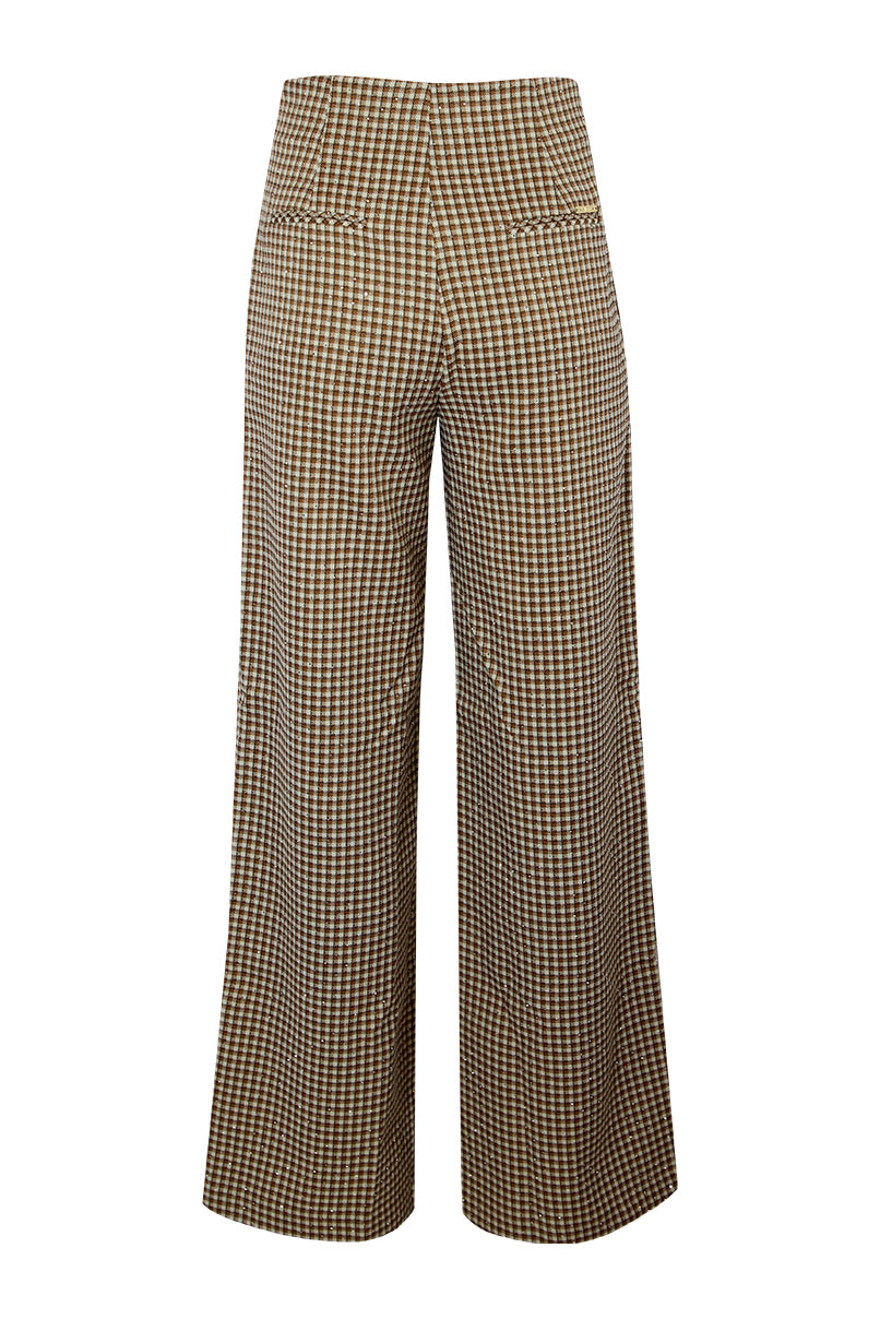 Calças amplas vichy