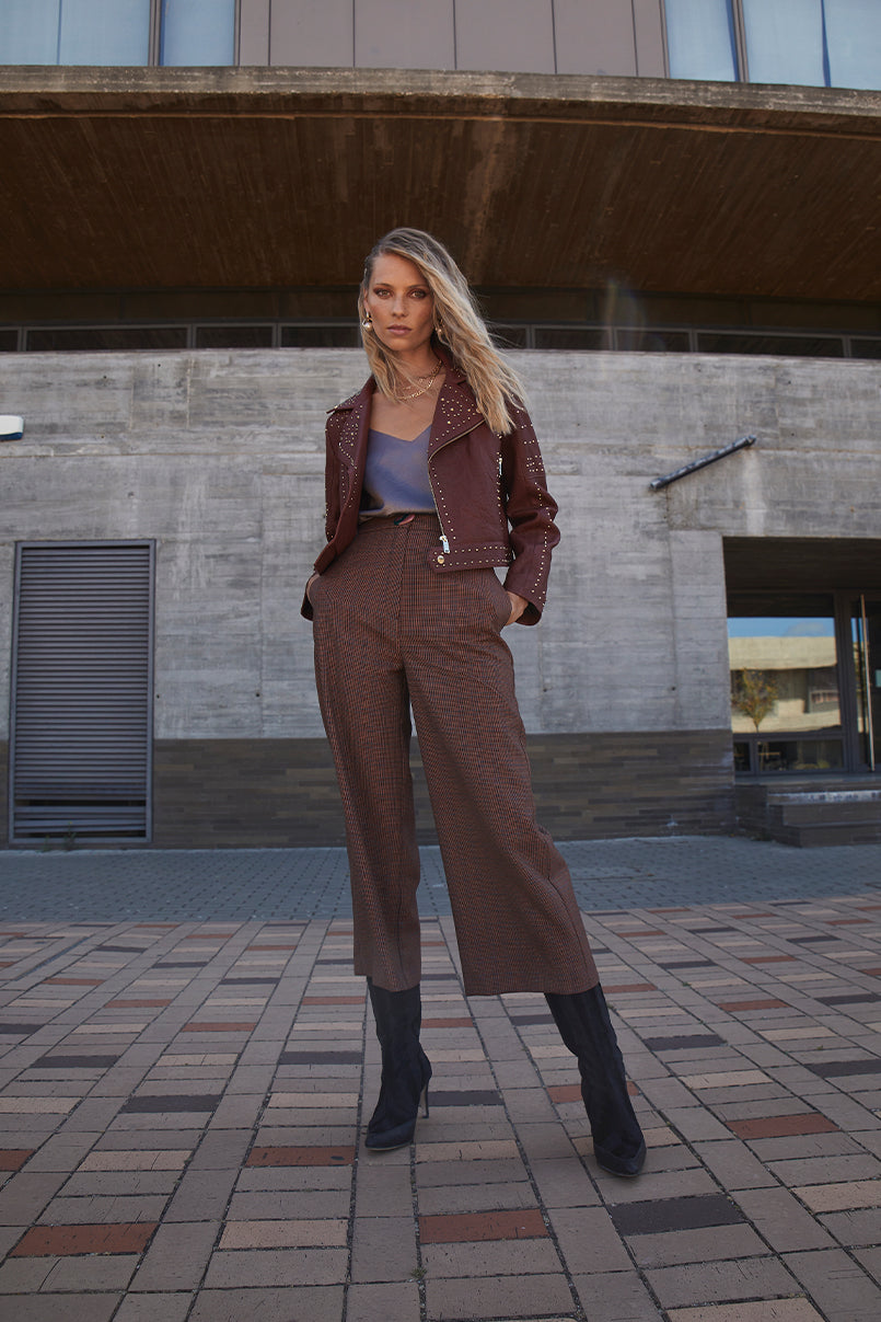 Calças cullote em tweed