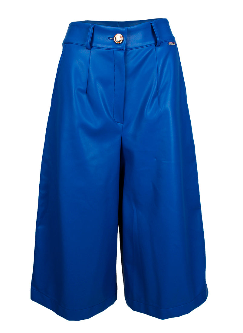Calças Culotte Efeito Pele