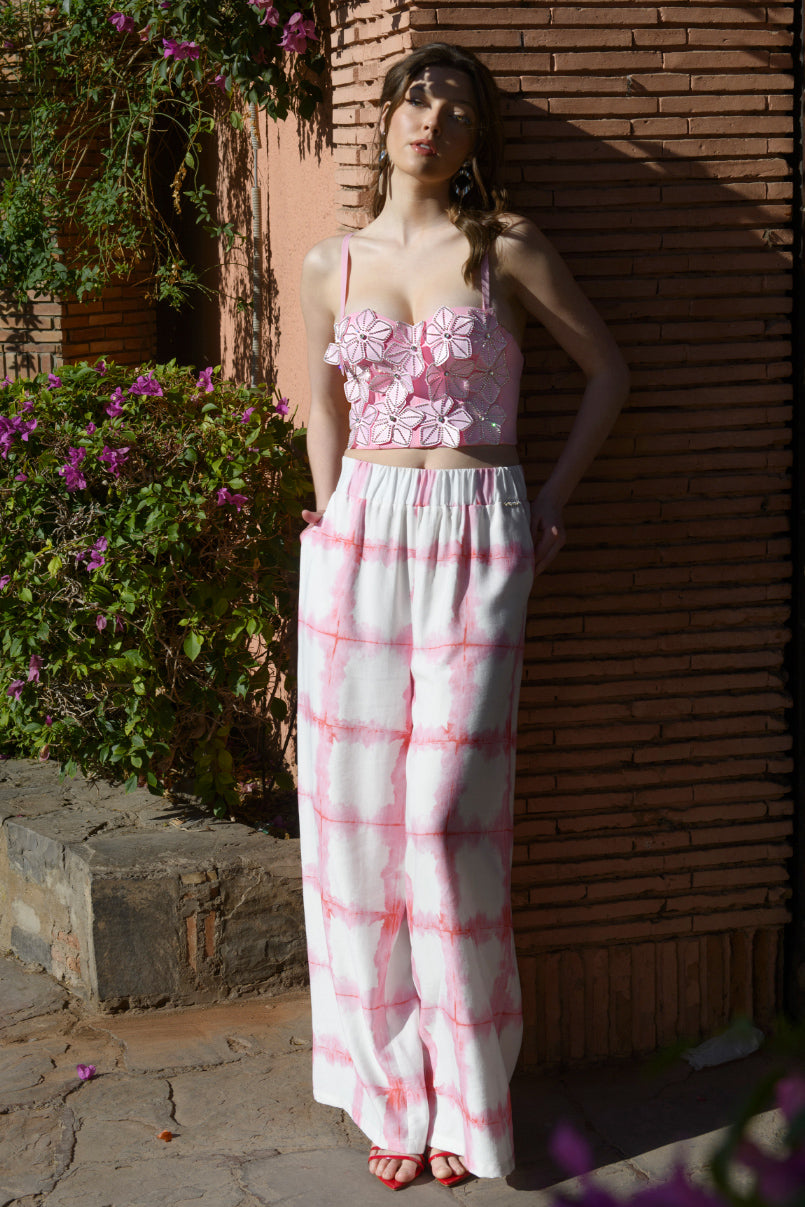 Calças direitas estampadas