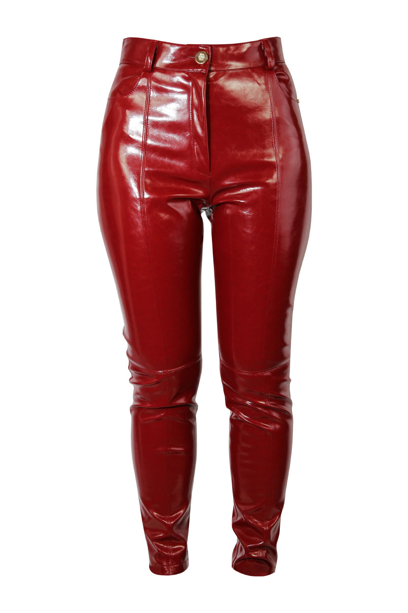 Calças skinny efeito vinil