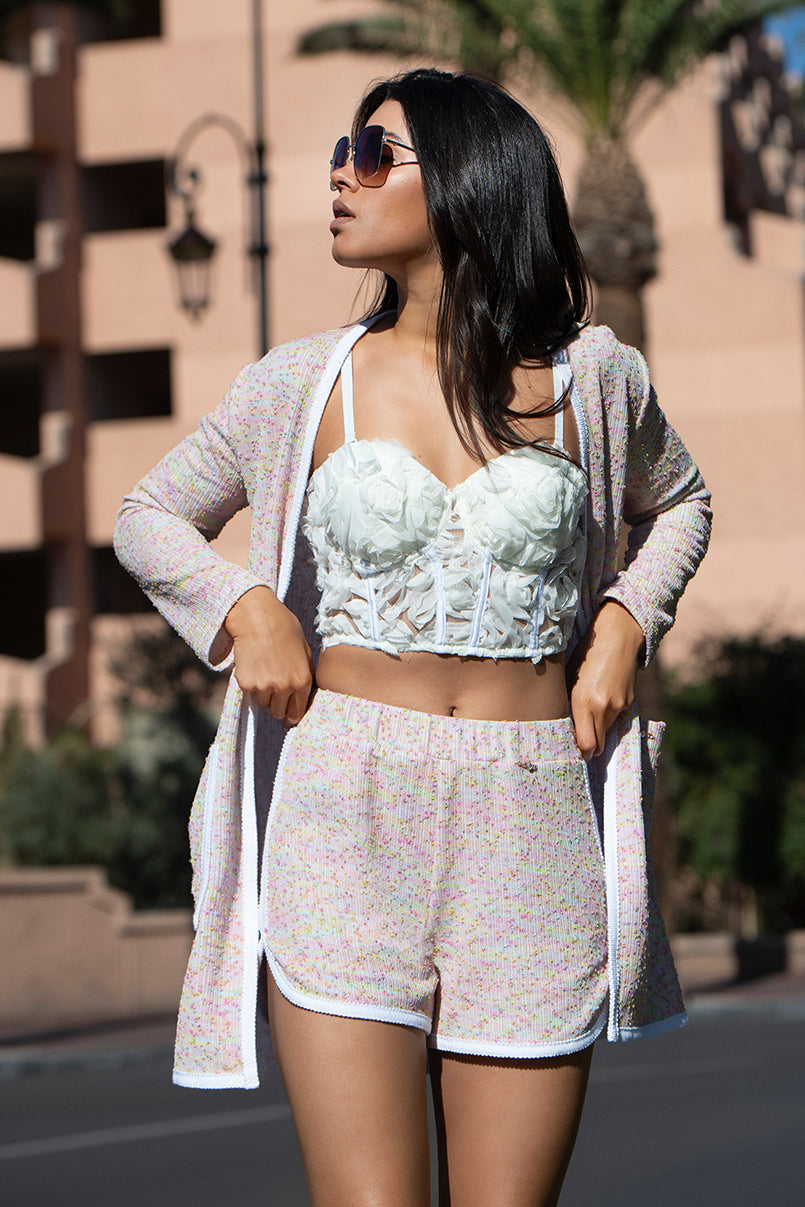 Calções curtos malha bouclé