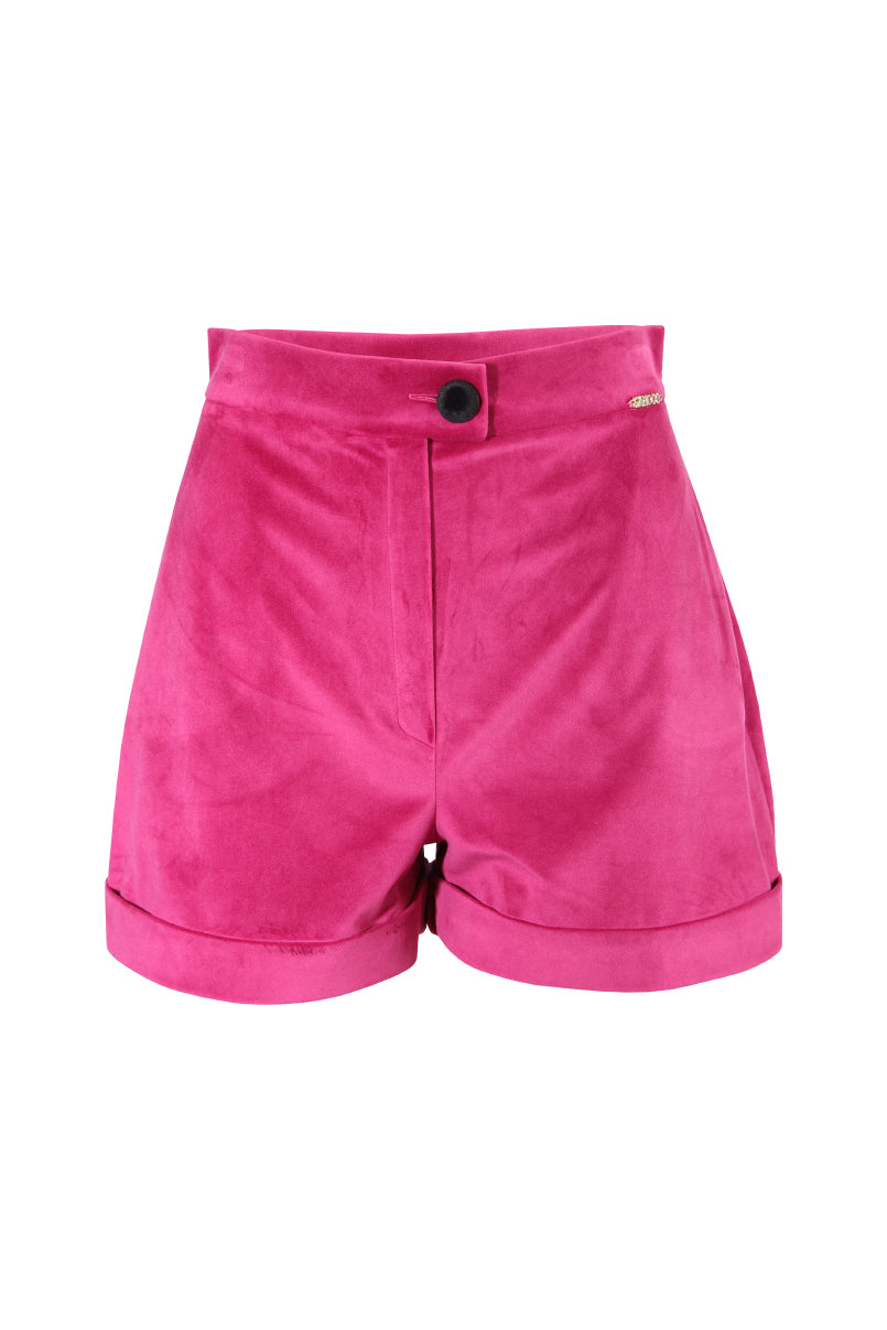 Calções de veludo com bainha dobrada