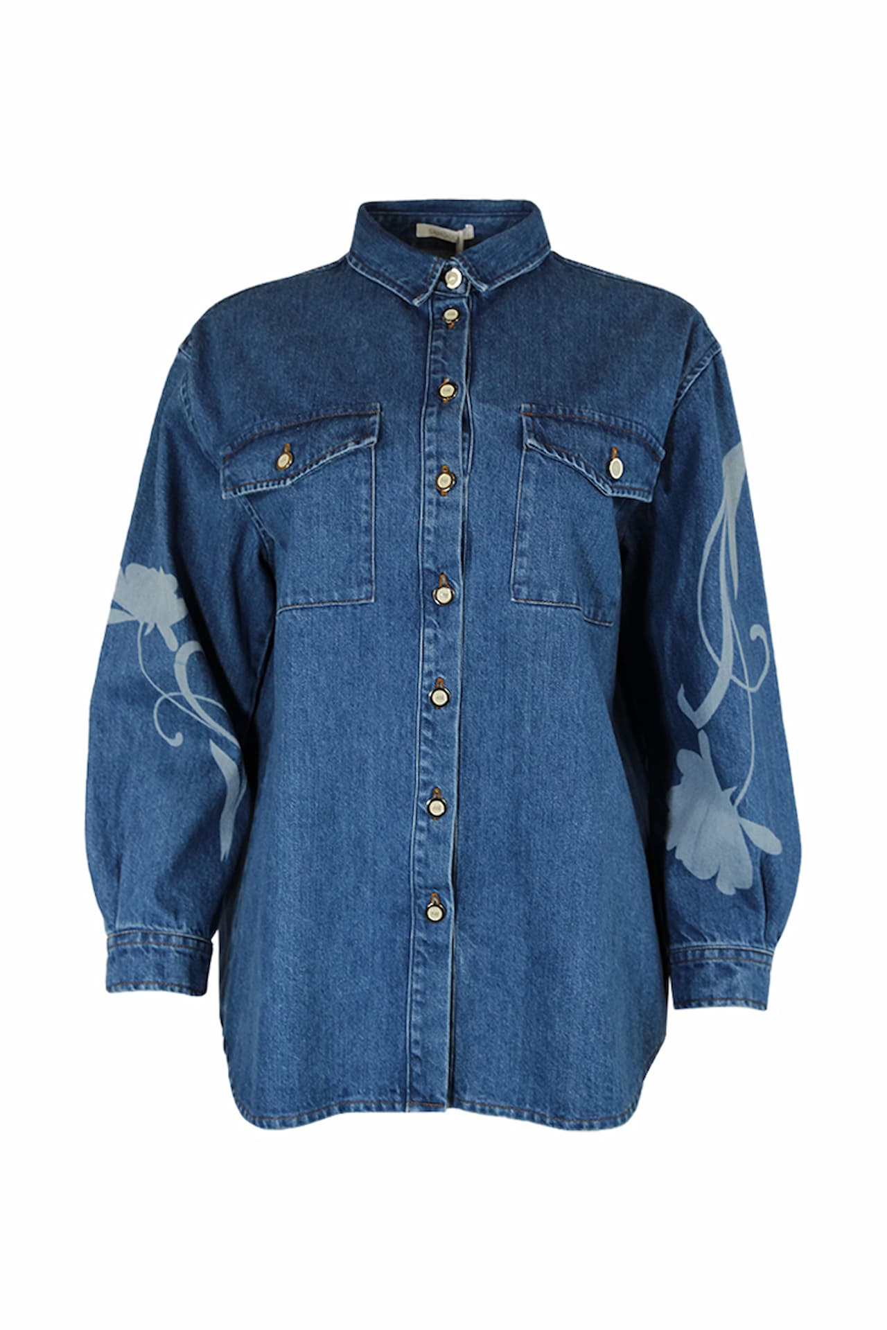 Camisa Denim Print Floral