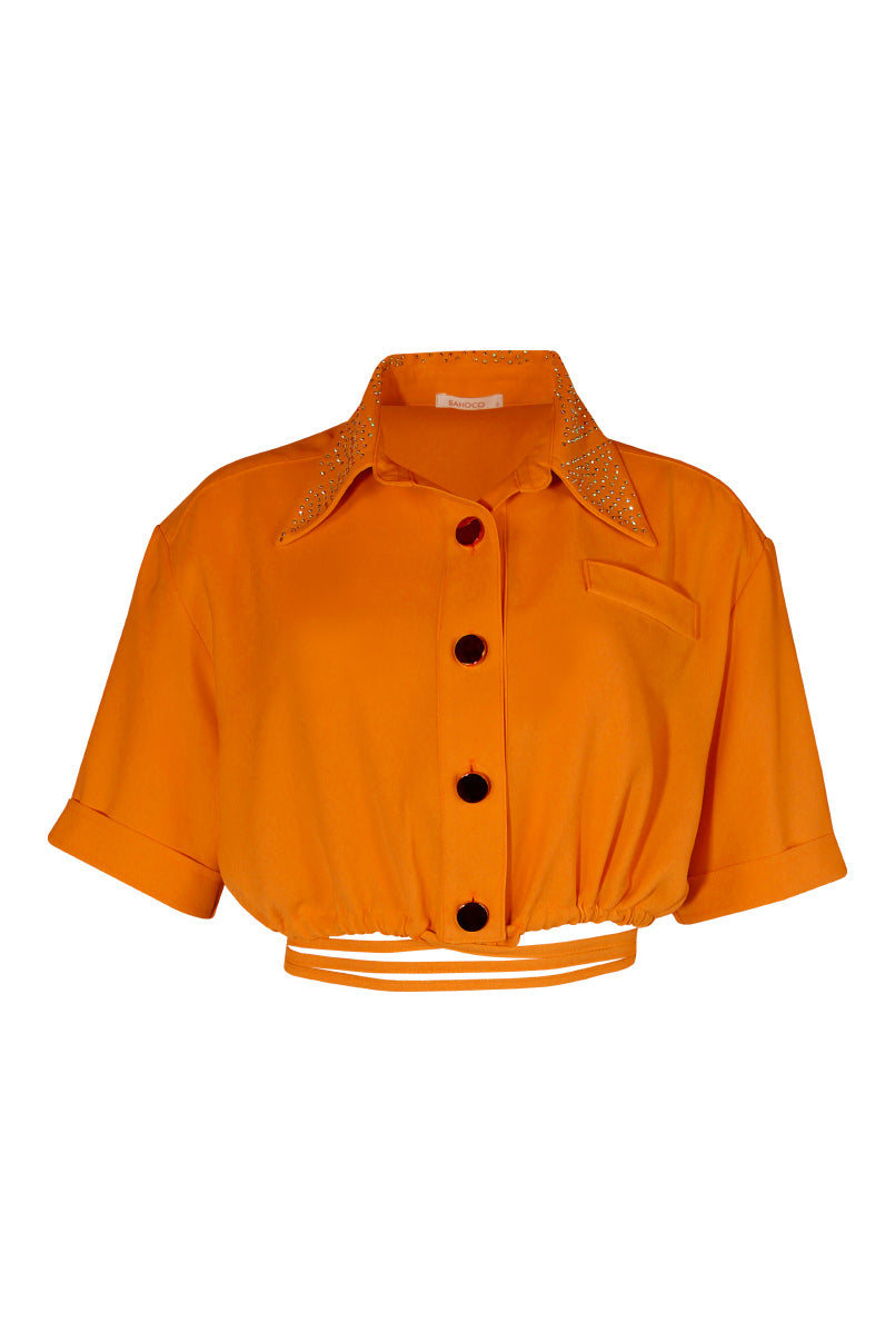 Camisa cropped com laçada
