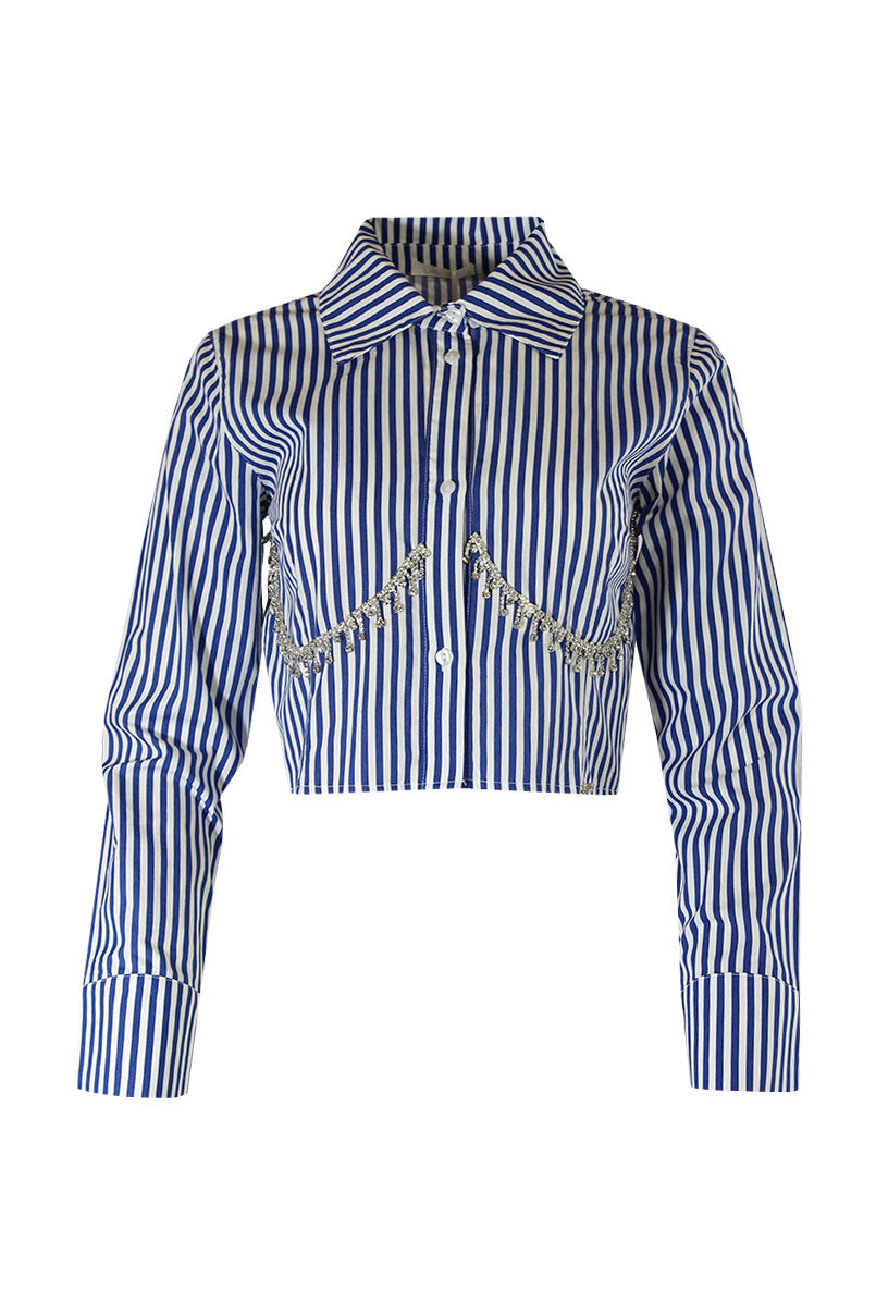 Camisa cropped com strass