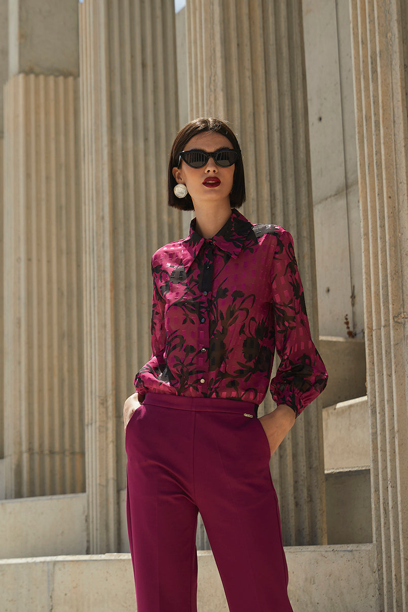 Camisa estampada tipo chiffon
