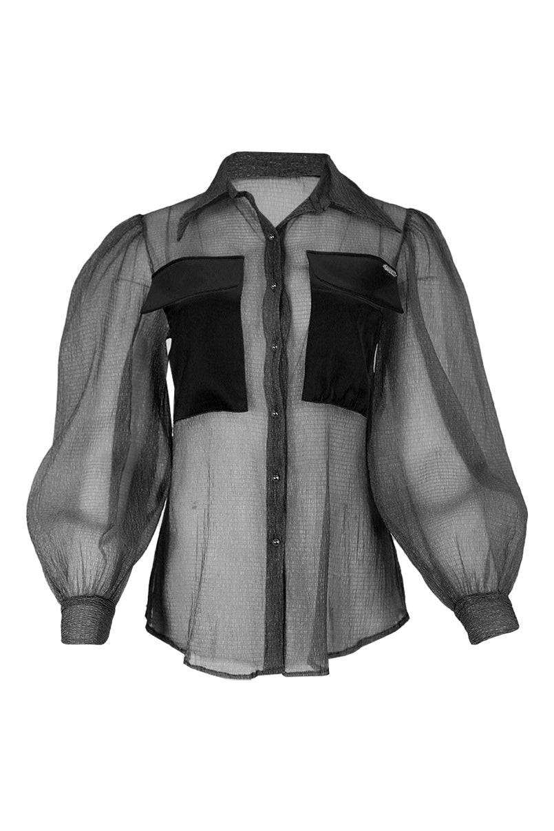 Camisa semitransparente manga abalonada