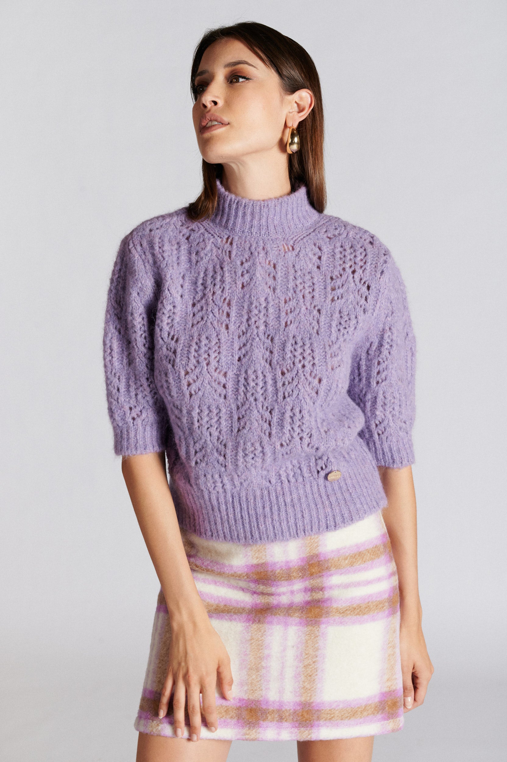 Camisola Malha Aberta e Meia Manga