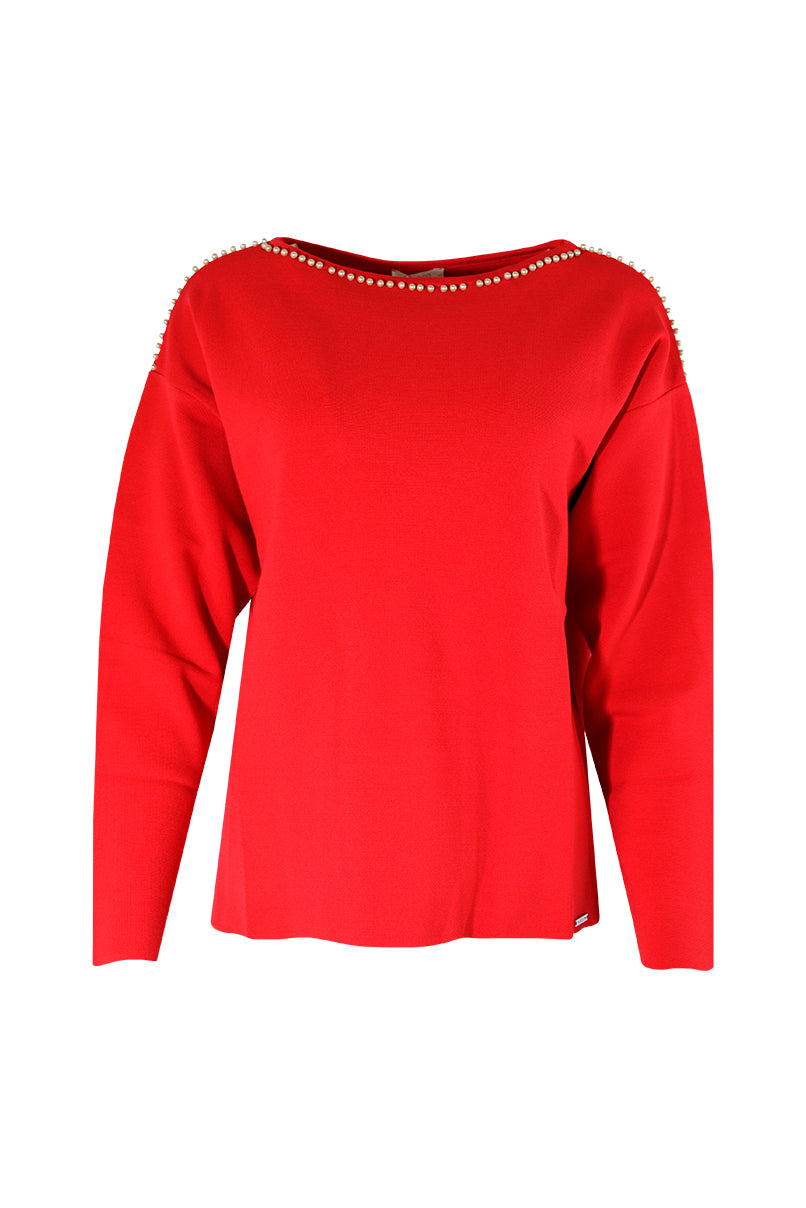 Camisola de malha aplicação perolas