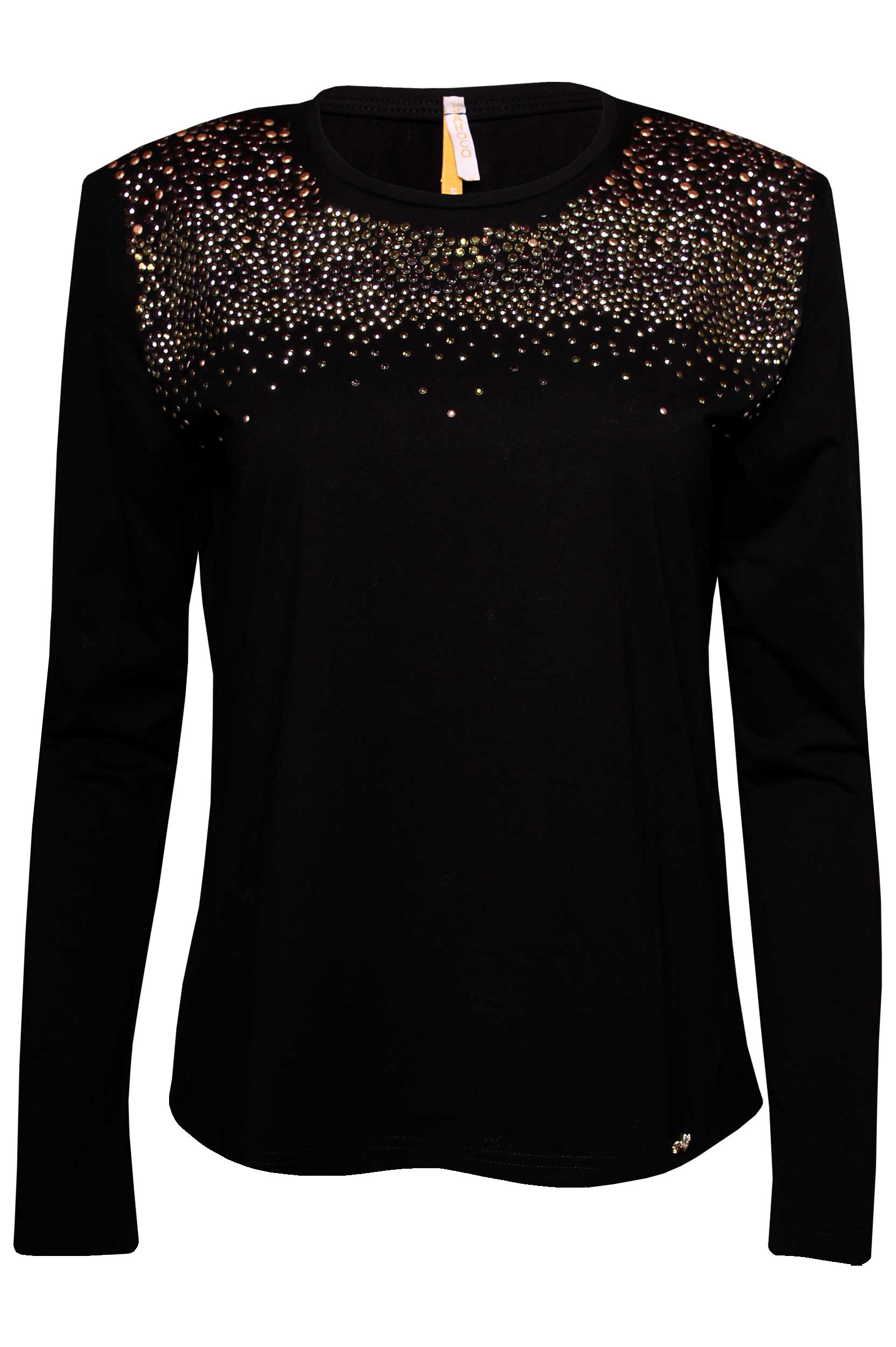 Camisola com Ombreiras e Aplicações