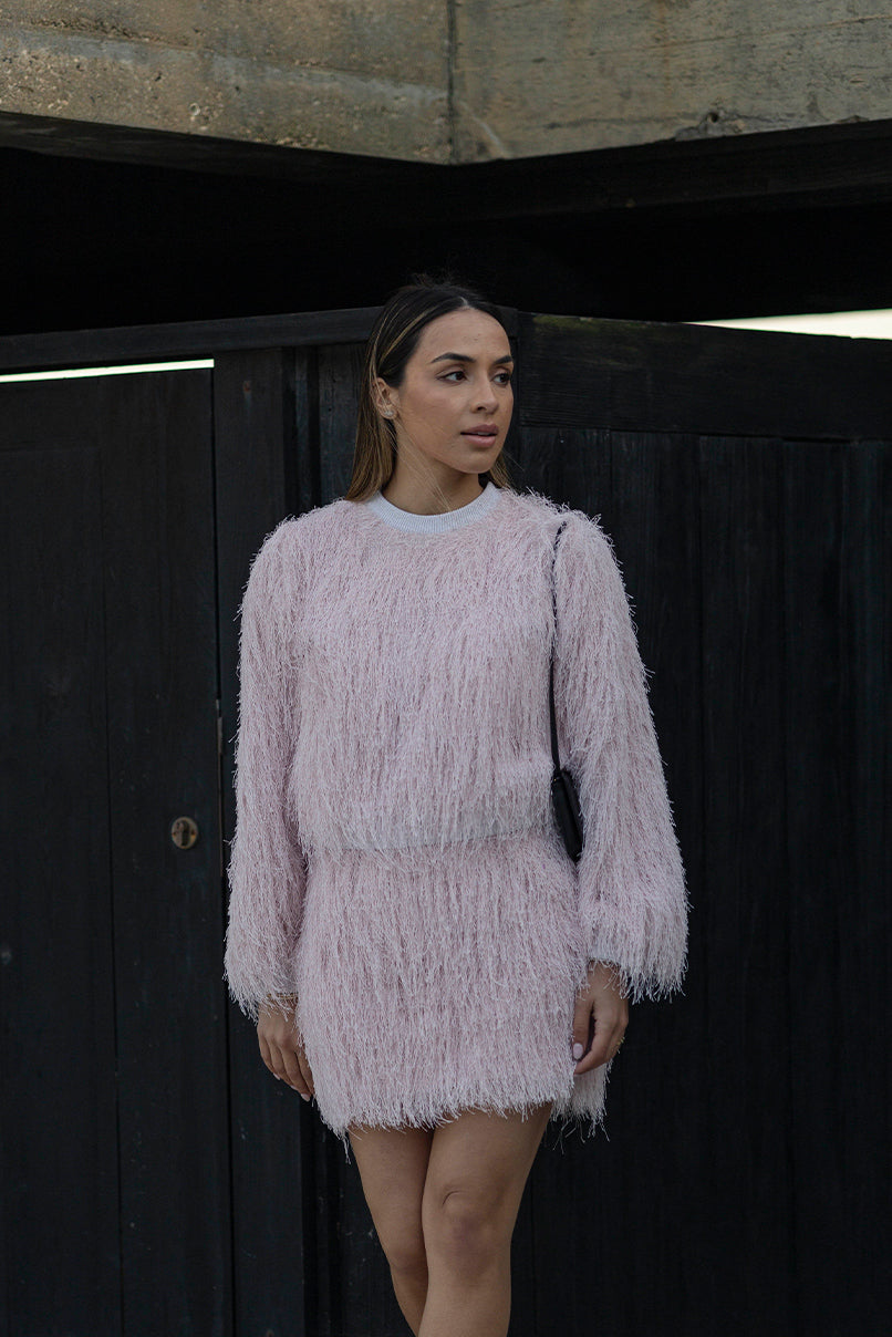 Camisola cropped franjas