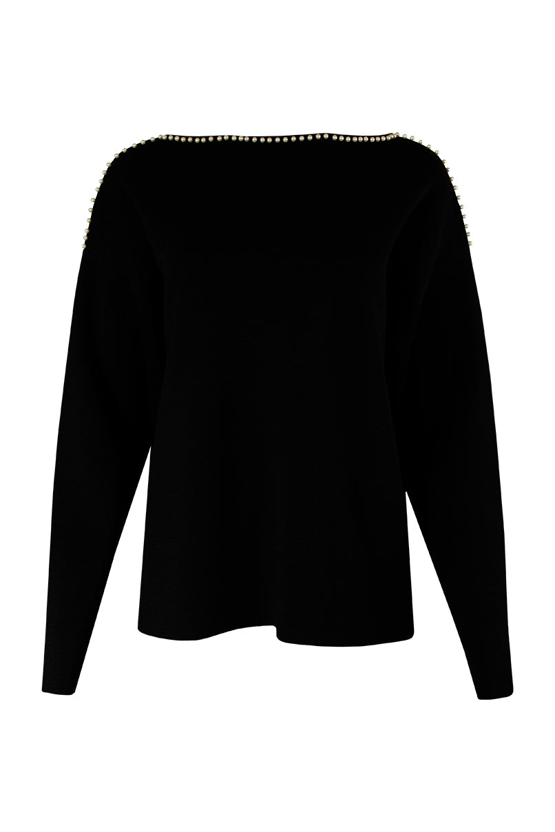 Camisola de malha aplicação perolas