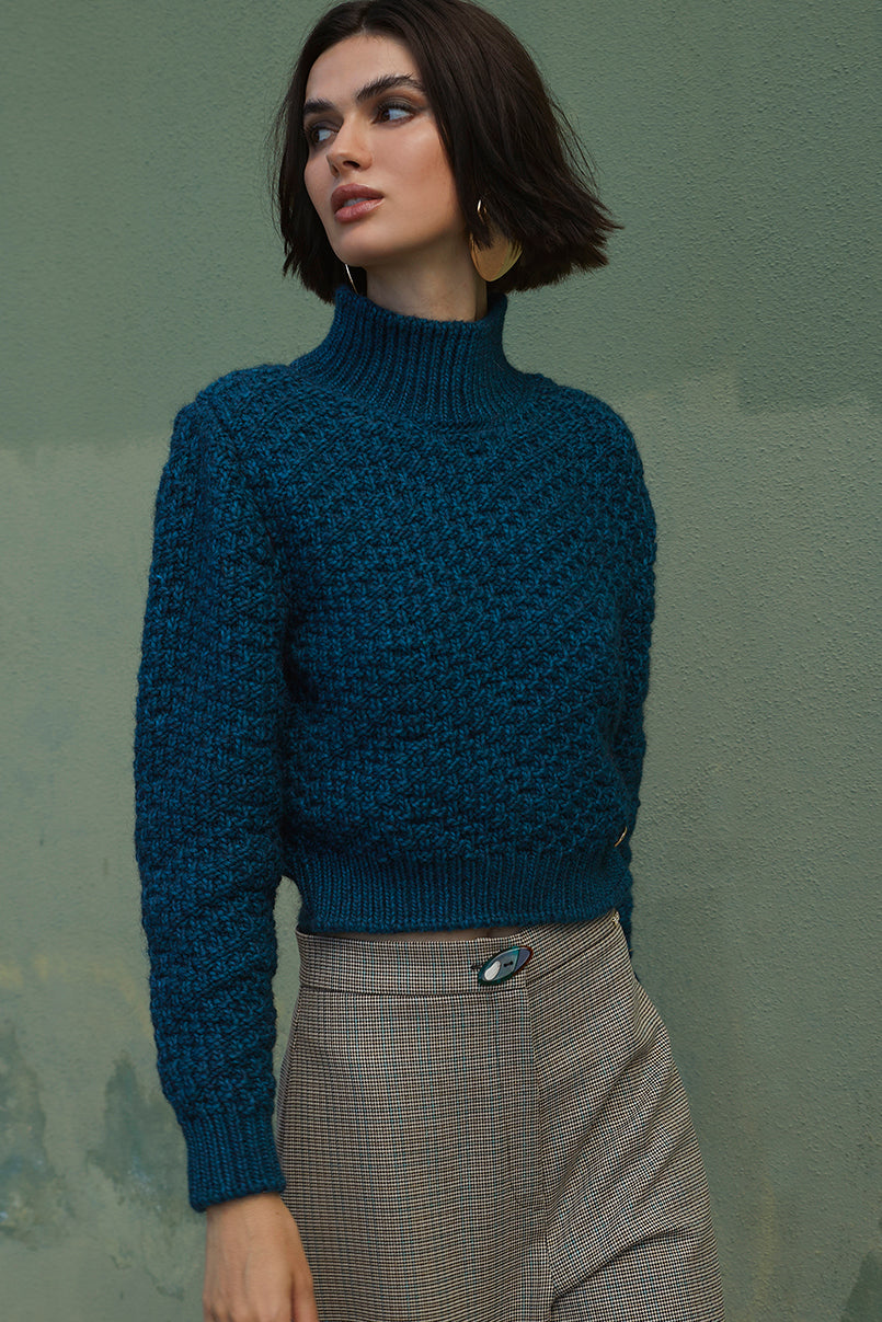 Camisola de malha de gola alta
