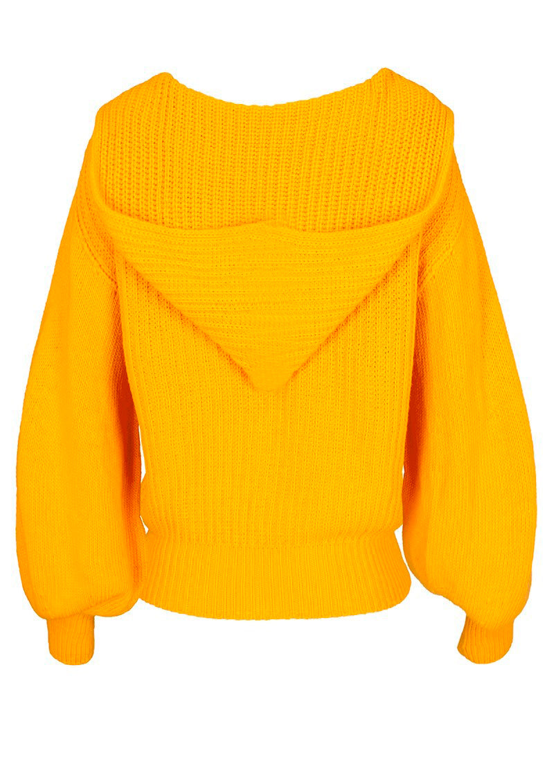 Camisola de tricot com capuz